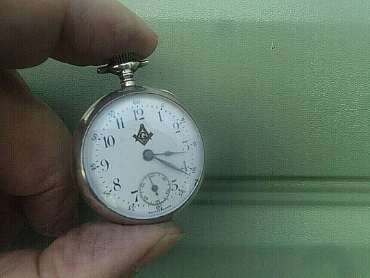 Masonic Pocket Watch Mechanical Vintage Silver Swiss Fob - Murphy Johnson Watches Co.