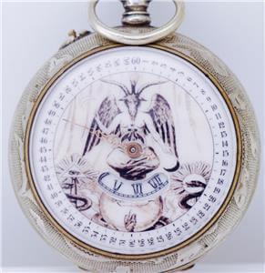 Masonic Pocket Watch Vintage Templar Baphomet Dial 1890 - Murphy Johnson Watches Co.