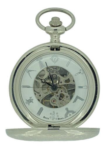 Masonic Pocket Watch with Chain in Silver Double Hunter - Murphy Johnson Watches Co.