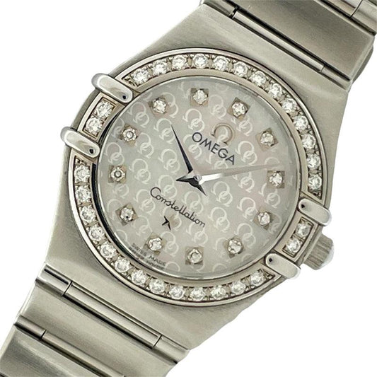 Omega Constellation Mini 50th Anniversary Model 12P Diamond Bezel Quartz 1460.75 Watch Ladies Used - Murphy Johnson Watches Co.