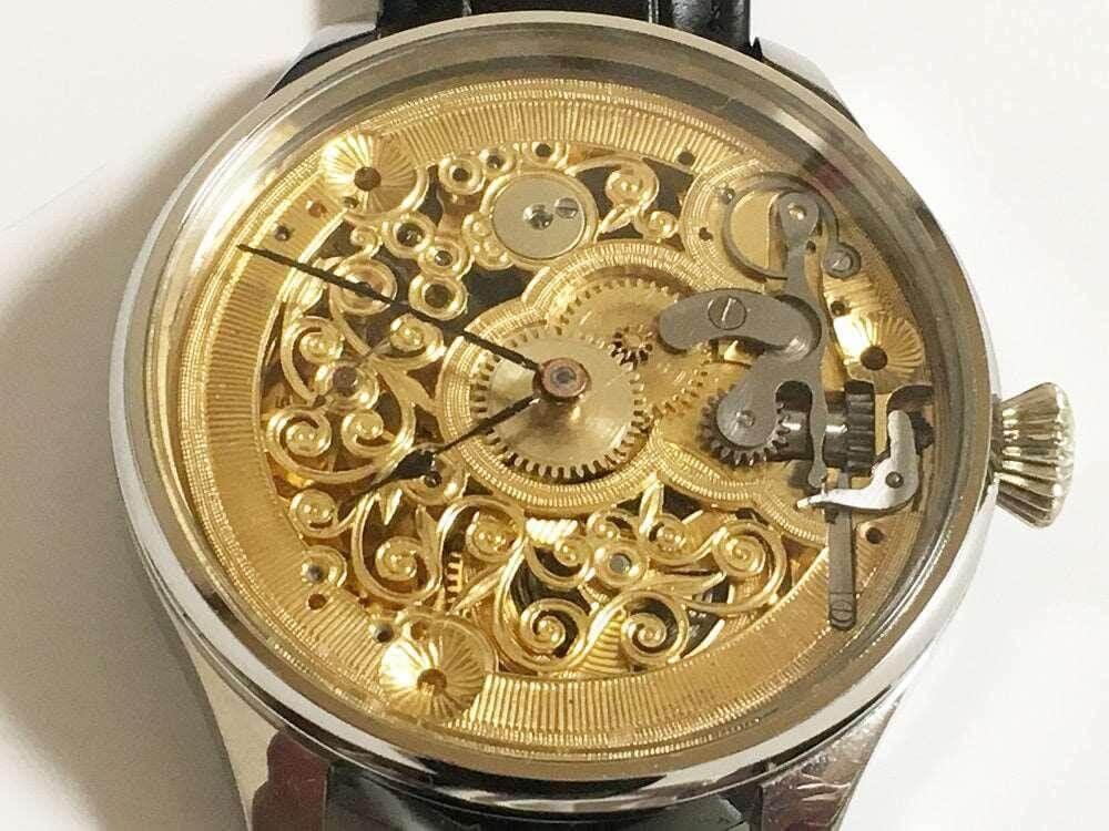 Omega Pocket Watch Convereted Wristwatch Skeleton 1905 - Murphy Johnson Watches Co.