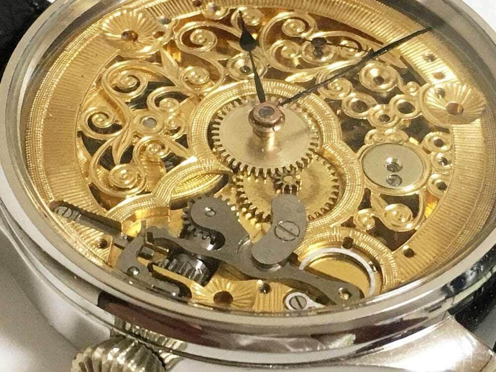 Omega Pocket Watch Convereted Wristwatch Skeleton 1905 - Murphy Johnson Watches Co.