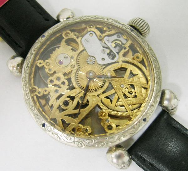 Omega Pocket Watch Freemason Sterling Silver Recase Watch Skeletons Illuminati - Murphy Johnson Watches Co.