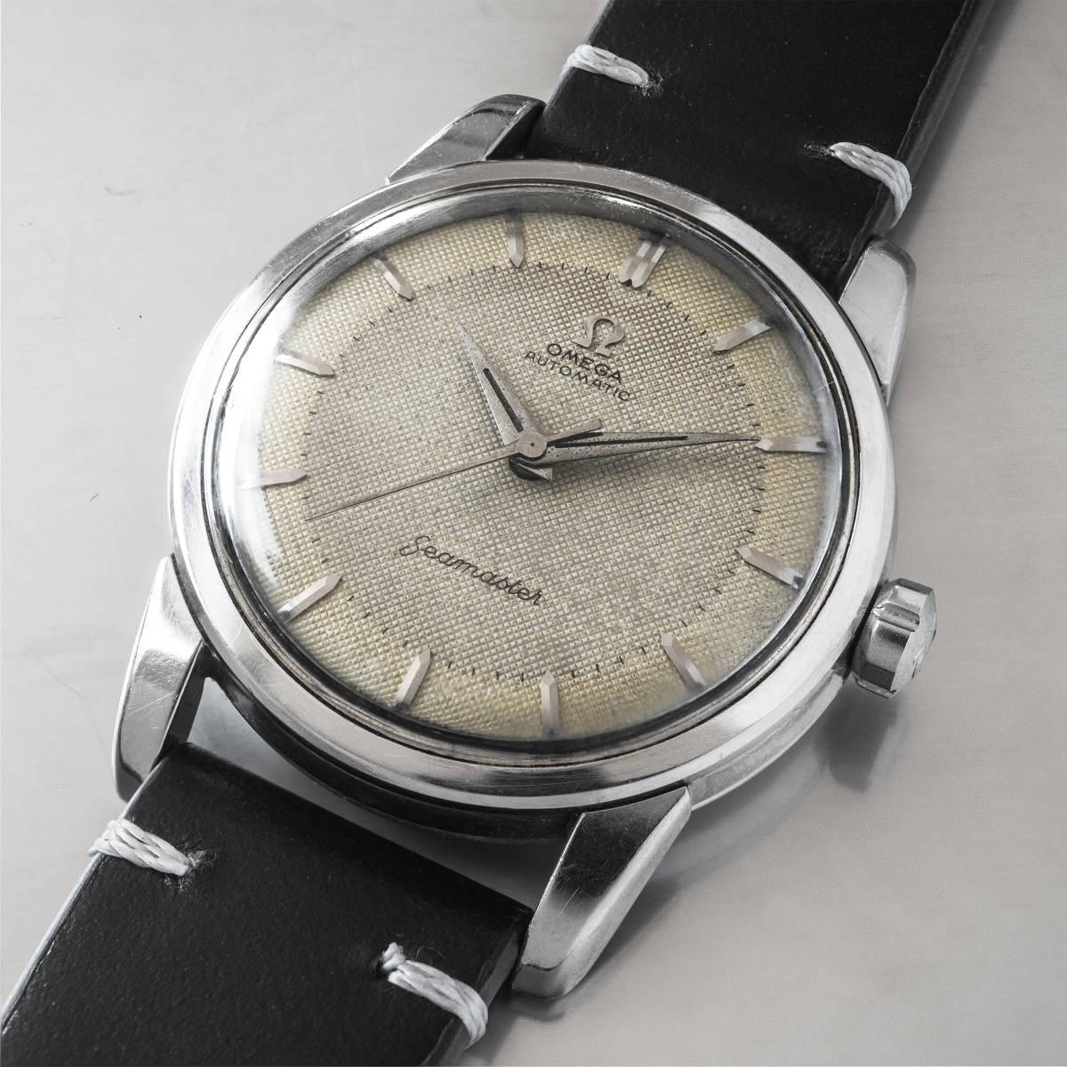 Omega Seamaster Automatic Honeycomb Dial Made in 1957 First Generation Seamaster 7 seconds per day Men's - Murphy Johnson Watches Co.