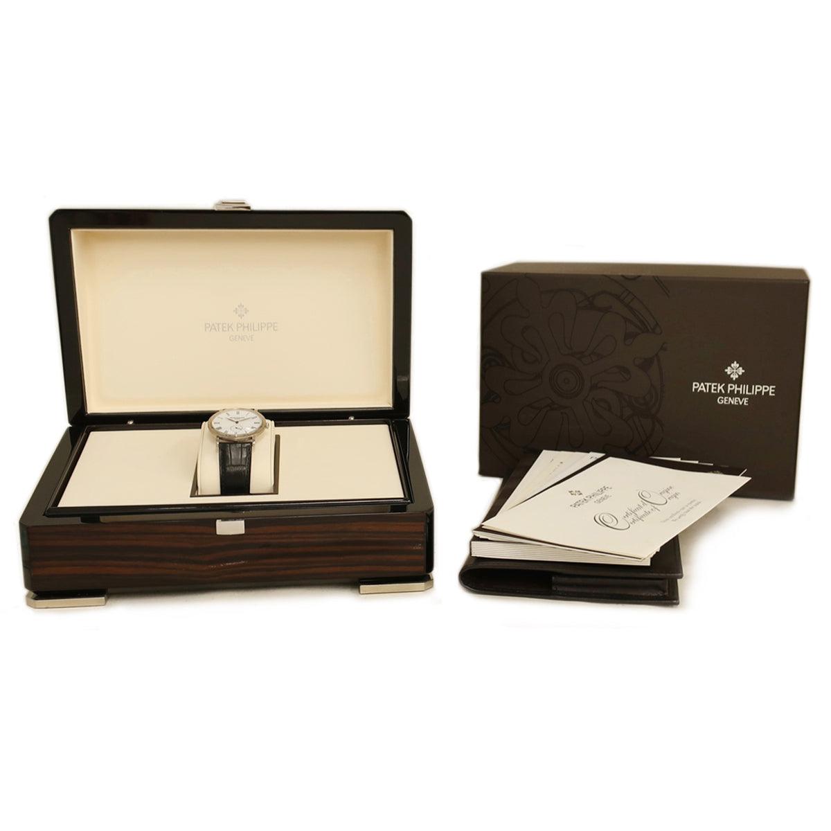 Patek Philippe Calatrava 5119G-001 K18WG Solid White Roman Clous de Paris Bezel Manual Winding Men's Watch - Murphy Johnson Watches Co.
