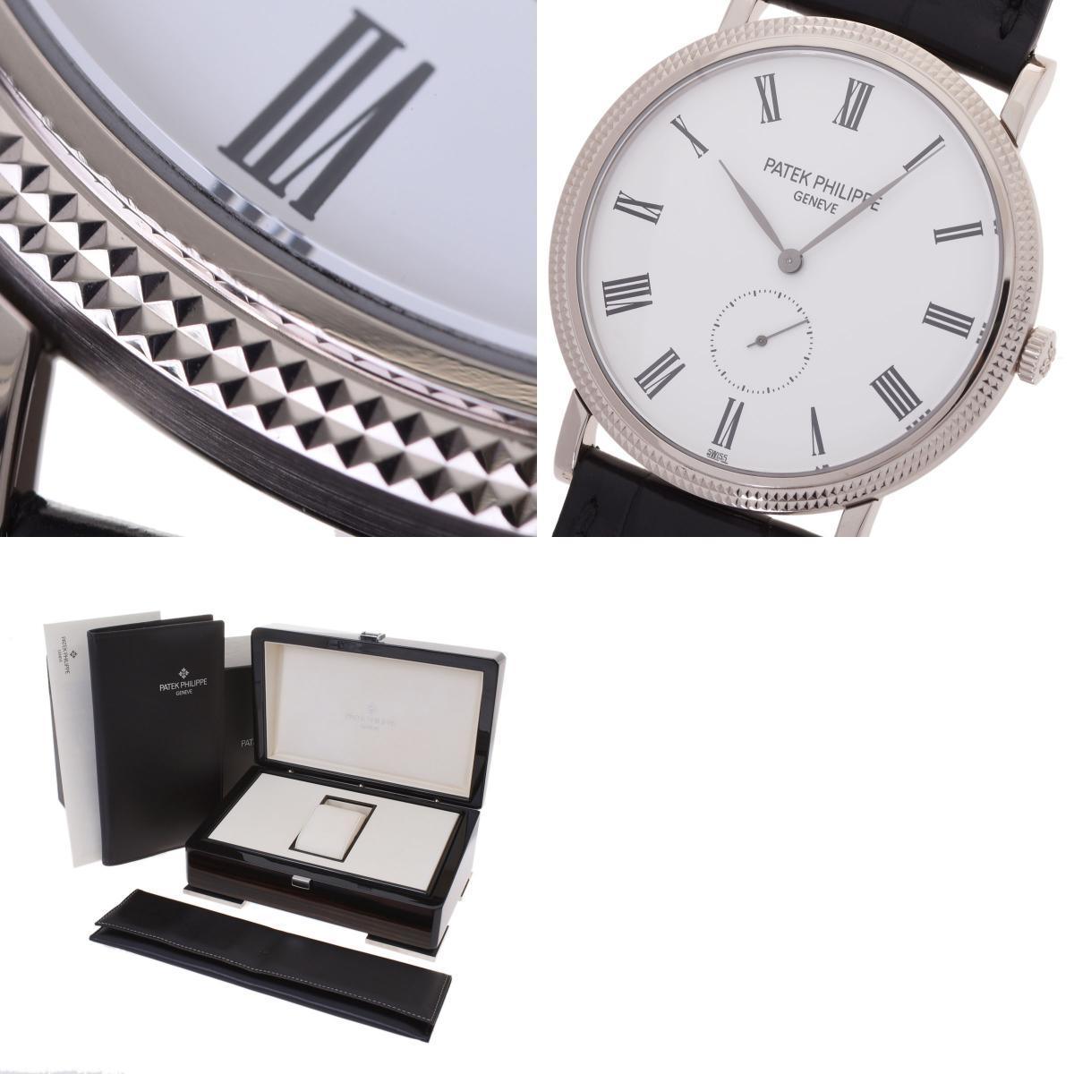 Patek Philippe Calatrava 5119G-001 Men's WG/Leather Watch Manual Winding White Dial A Rank Used Ginzo - Murphy Johnson Watches Co.