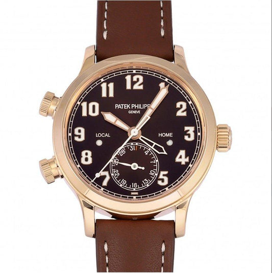 Patek Philippe Calatrava Pilot Travel Time 7234R-001 37.5mm Brown Warranty included - Murphy Johnson Watches Co.