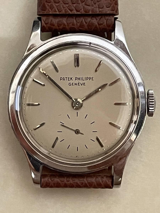 Patek Phillipe Calatrava Ref.2451 SS stainless steel 1959 with archive antique - Murphy Johnson Watches Co.