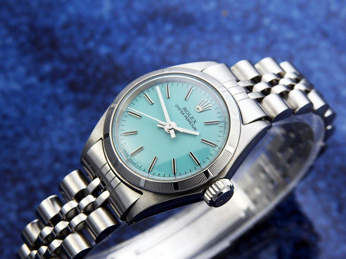 Rolex 6623 Steel Oyster Perpetual Tiffany Dial Ladies Automatic Winding (Extremely Good Condition, Overhauled) / 24mm - Murphy Johnson Watches Co.