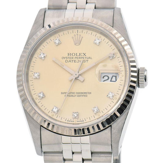 Rolex Datejust 16234G S Men's No. OH/Polished Diamond Index Silver Dial Automatic Watch Used Free Shipping - Murphy Johnson Watches Co.