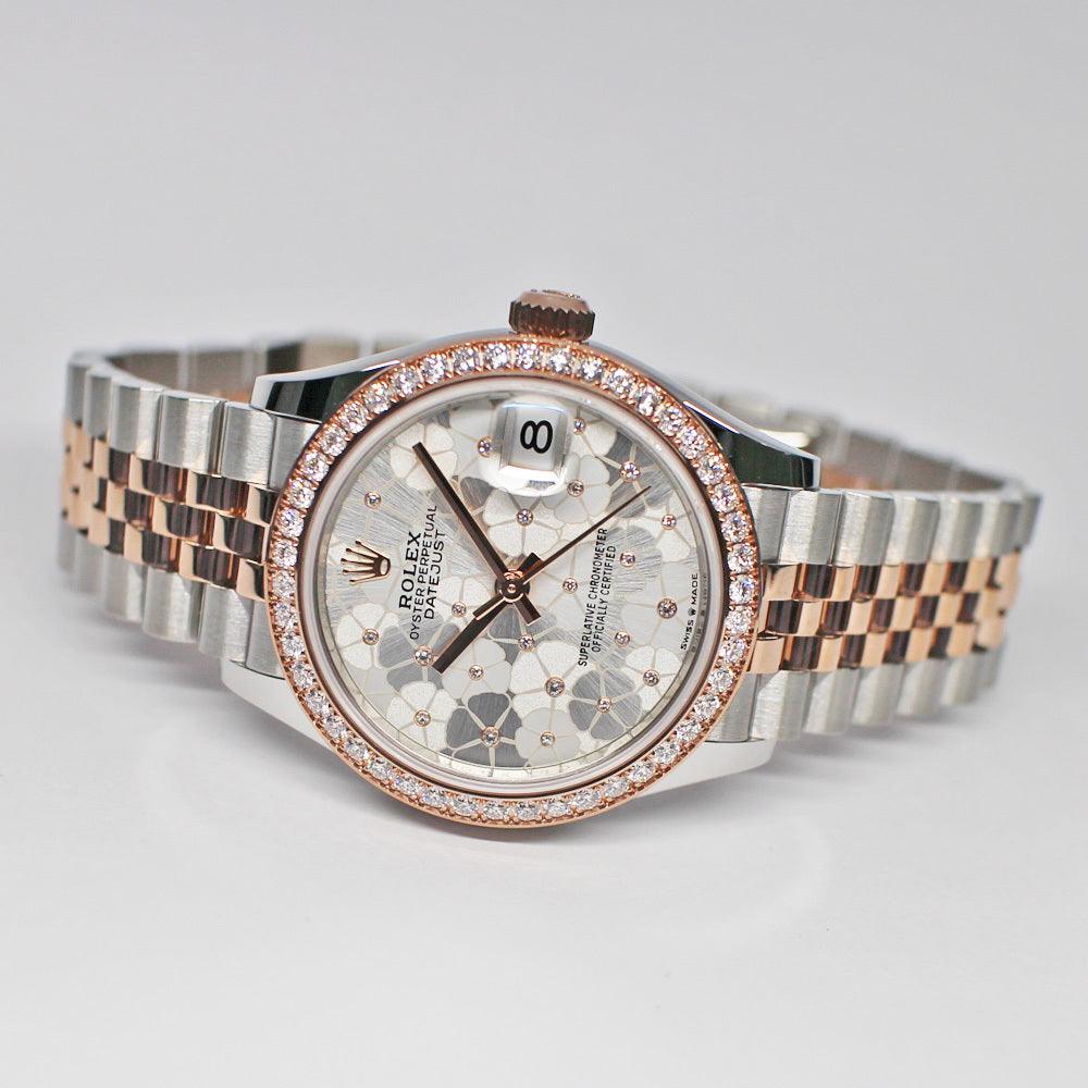 Rolex Datejust 31 278381RBR Random Silver Floral Motif SS RG Warranty 2023 Unused - Murphy Johnson Watches Co.