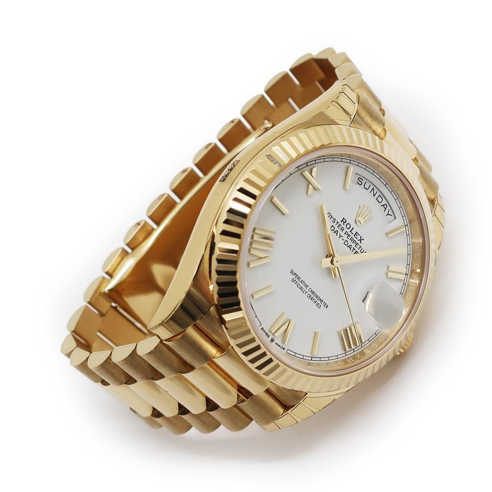 Rolex Day-Date 228238 White Roman YG 2023 Automatic Men's Watch - Murphy Johnson Watches Co.