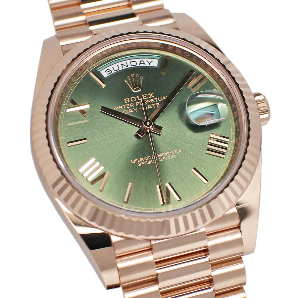 Rolex Day-Date 40 228235 Random Olive Green RG Automatic Men's Warranty Included 2022 Like New - Murphy Johnson Watches Co.