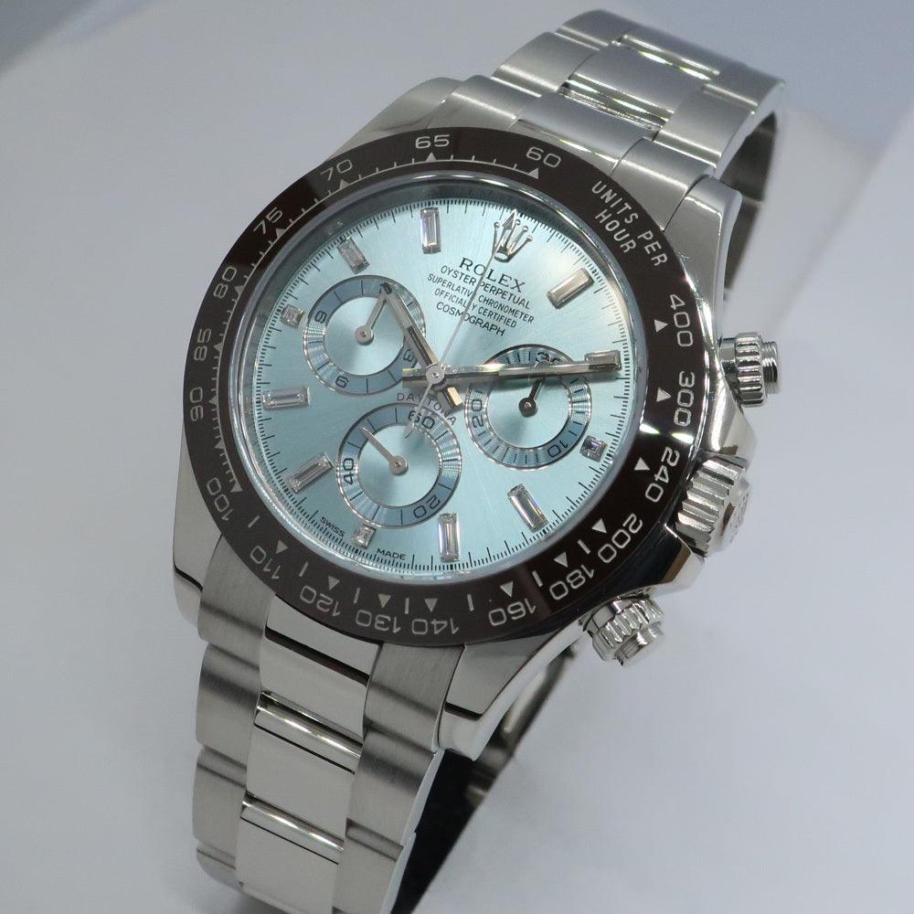 Rolex Daytona Ice Blue 116506A Diamond Pt950 Box and paper with international service warranty - Murphy Johnson Watches Co.