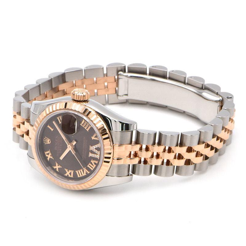 Rolex Ladies Datejust 26 179171 K18PG/SS Diamond Chocolate Dial Combination Automatic Watch Used Free Shipping - Murphy Johnson Watches Co.