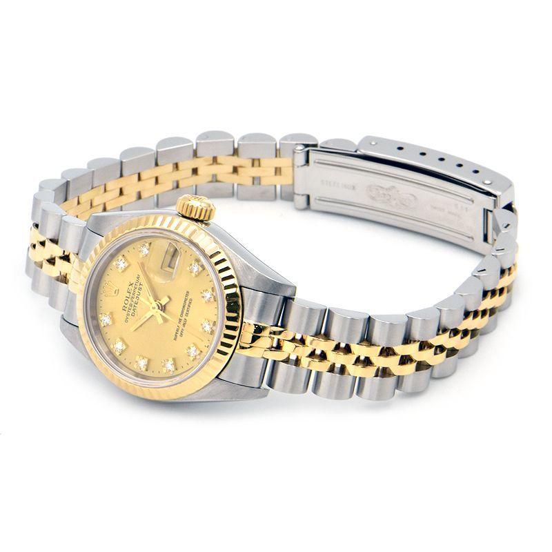 Rolex Ladies Datejust 69173G S number K18YG/SS diamond champagne gold combination automatic watch used free shipping - Murphy Johnson Watches Co.