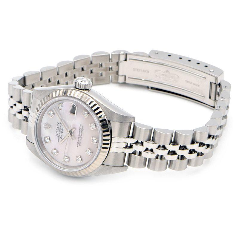 Rolex Ladies Datejust 79174 NG F number diamond index white shell dial automatic watch used free shipping - Murphy Johnson Watches Co.