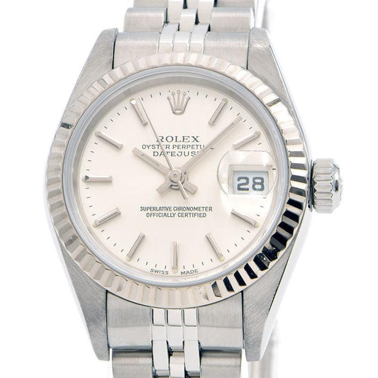 Rolex Ladies Datejust 79174 P number K18WG/SS OH/New polished silver dial automatic watch Used Free shipping - Murphy Johnson Watches Co.