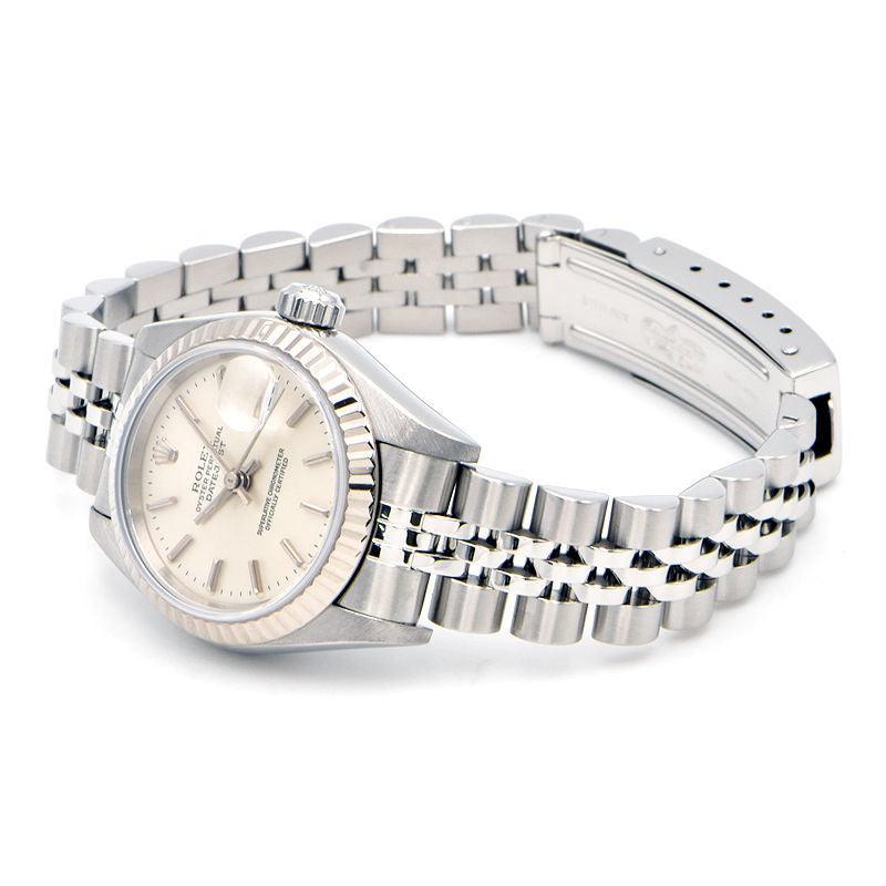 Rolex Ladies Datejust 79174 P number K18WG/SS OH/New polished silver dial automatic watch Used Free shipping - Murphy Johnson Watches Co.