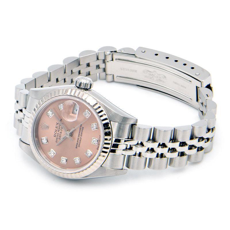 Rolex Ladies Datejust 79174G F No. K18WG/SS Pink Dial Diamond Index Automatic Watch Used Free Shipping - Murphy Johnson Watches Co.