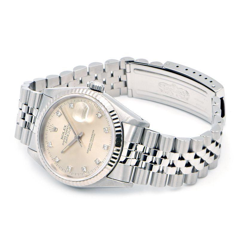 Rolex Men's Datejust 16234G No. X K18WG/SS OH/Polished Diamond Index Silver Automatic Watch Used Free Shipping - Murphy Johnson Watches Co.