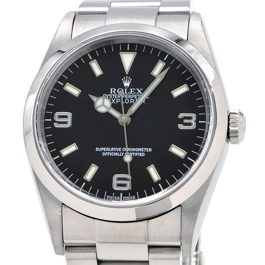Rolex Men's Explorer 1 114270 P number EX1 EXI Explorer I Black Dial Automatic Watch Used Free Shipping - Murphy Johnson Watches Co.