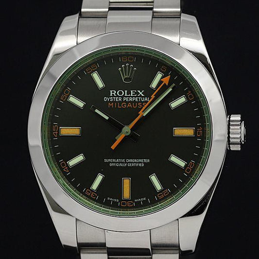 Rolex Milgauss 116400 Oyster Perpetual AT Green Dial Men's Watch - Murphy Johnson Watches Co.
