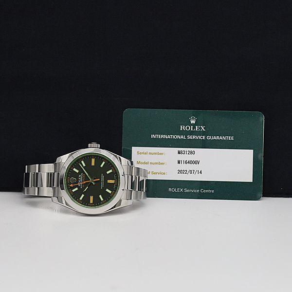 Rolex Milgauss 116400 Oyster Perpetual AT Green Dial Men's Watch - Murphy Johnson Watches Co.