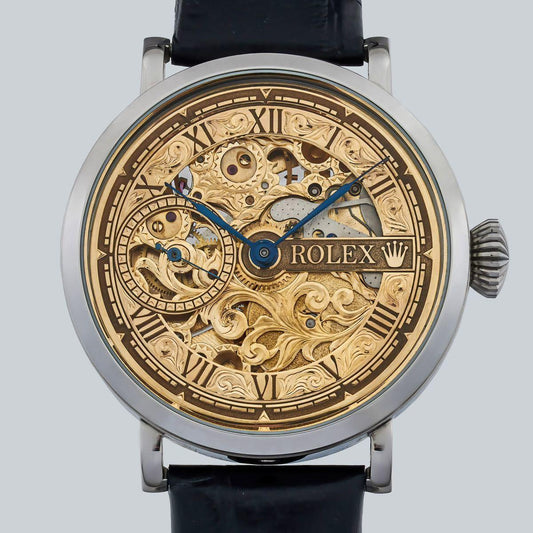 Rolex Pocket Watch Converted Wristwatch 46mm Gold and Steel Antique Vintage Man - Murphy Johnson Watches Co.