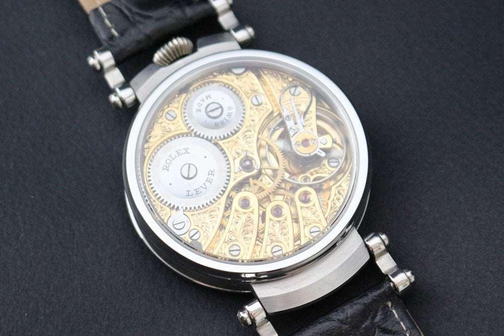 Rolex Pocket Watch Movement Custom Wristwatch White Dial - Murphy Johnson Watches Co.