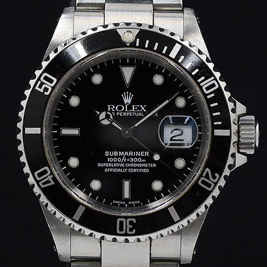 Rolex Submariner 168000 Overhauled AT/Automatic Winding Black Dial Date Men's Watch - Murphy Johnson Watches Co.