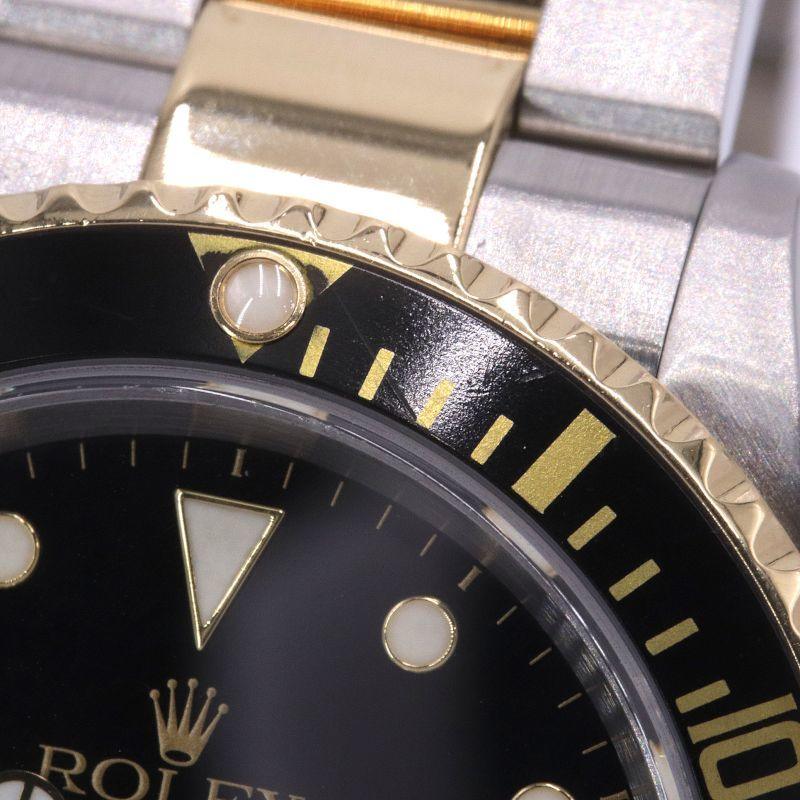 Rolex Submariner Date 16613 K number Men's K18YG black dial combination automatic watch used free shipping - Murphy Johnson Watches Co.