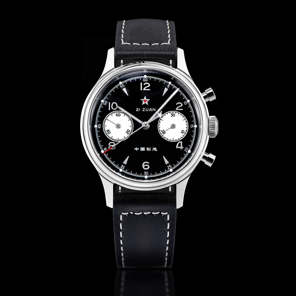 Seagull Black Panda Mechanical Men's Watch with 21 Jewels, ST19 Chronograph, and Sapphire Crystal - Model: ST1901-1 - Murphy Johnson Watches Co.