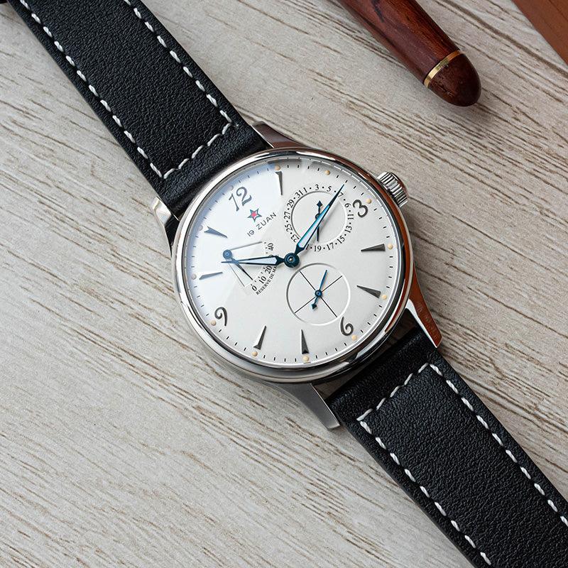 Seagull Vintage Leather Pilot Men's Mechanical Watch with Seagull Movement, Sapphire Crystal, Waterproof Design, and Luminous Hands - Murphy Johnson Watches Co.