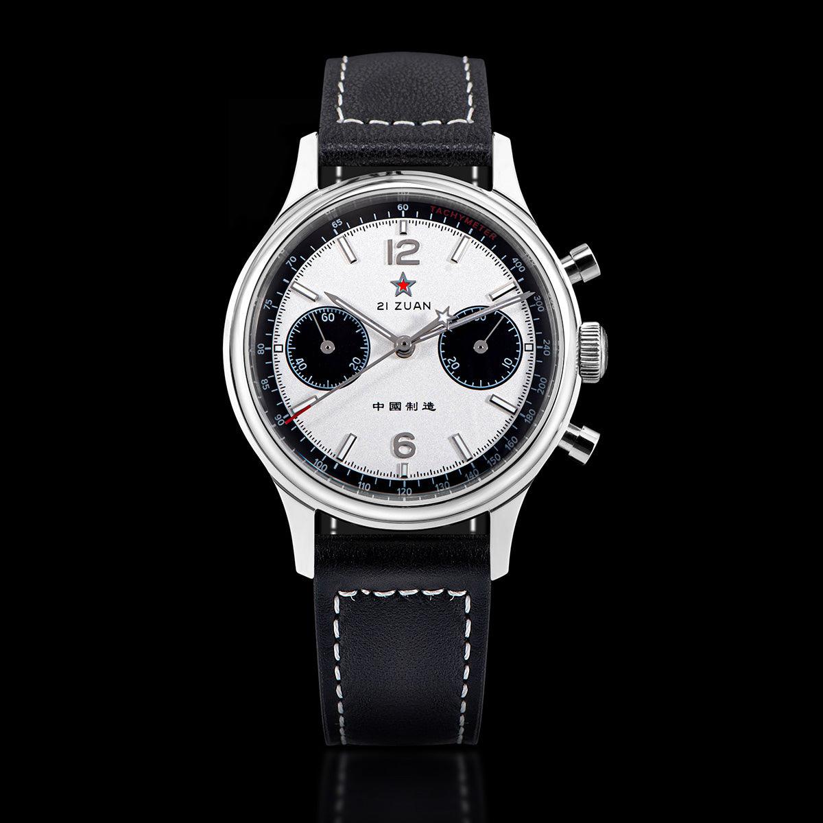 Seagull White Panda Mechanical Men's Watch with 21 Jewels, ST19 Chronograph, and Sapphire Crystal - Model: ST1901-1 - Murphy Johnson Watches Co.