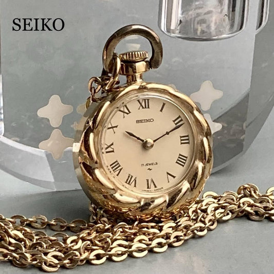 Seiko Pocket Watch 1965 23mm Pendant Watch Vintage with Chain - Murphy Johnson Watches Co.