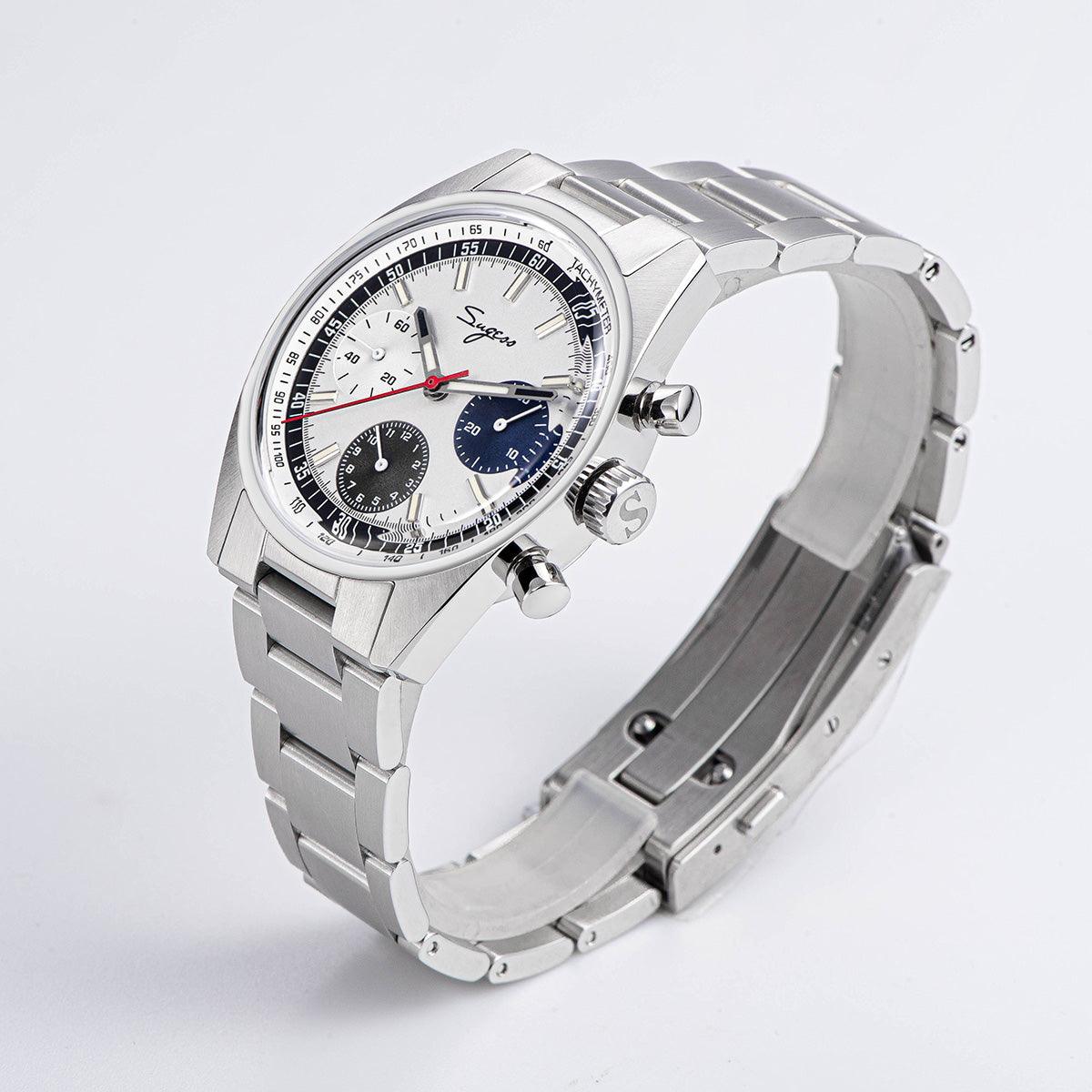 Sugess chronograph men's watch 19 mechanical men's watch luminous sapphire waterproof retro fashion Sea-gull movement men's watch - Murphy Johnson Watches Co.