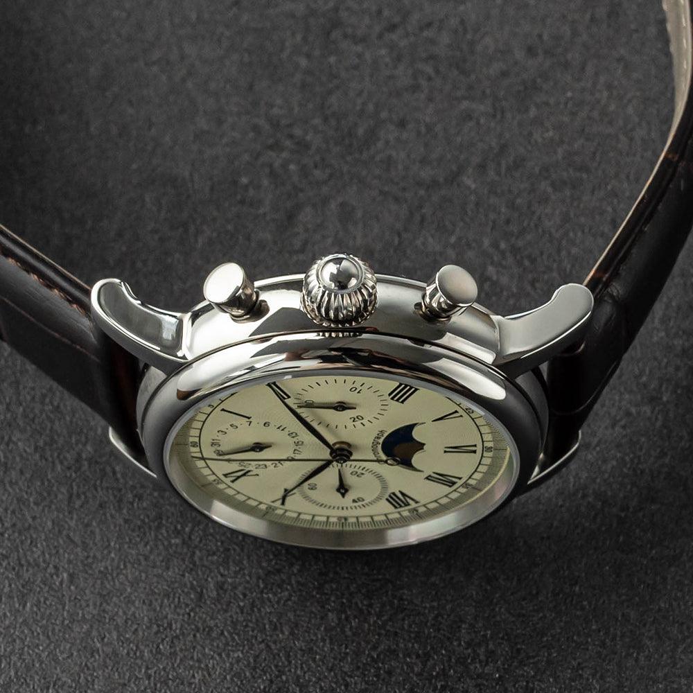 Sugess Moon Phase Watch with Seagull ST1908 Gooseneck Mechanical Movement - Murphy Johnson Watches Co.
