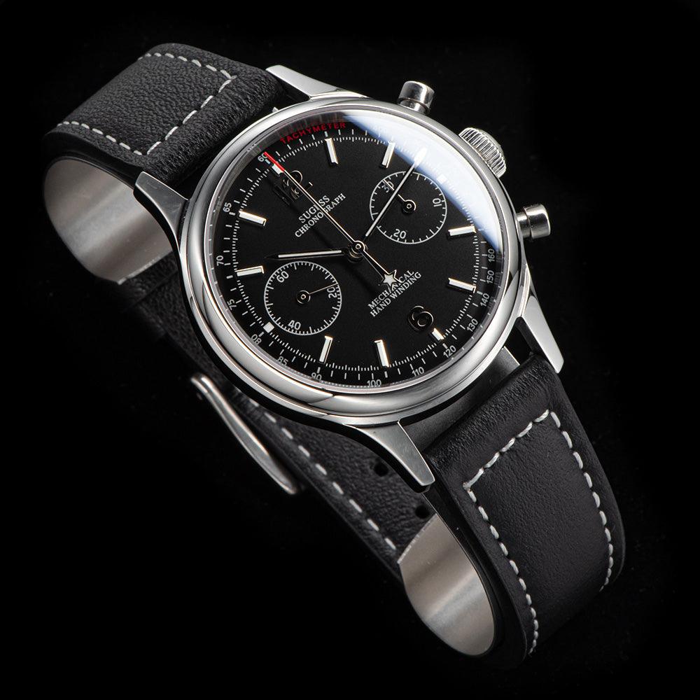 Sugess ST19 Black Panda Fashionable chronograph mechanical men's watch - Murphy Johnson Watches Co.