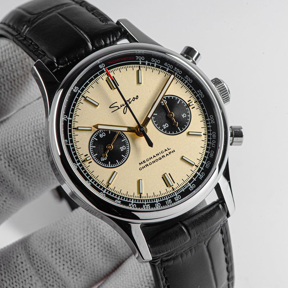 Sugess ST19 Champagne Panda Fashionable chronograph mechanical men's watch - Murphy Johnson Watches Co.