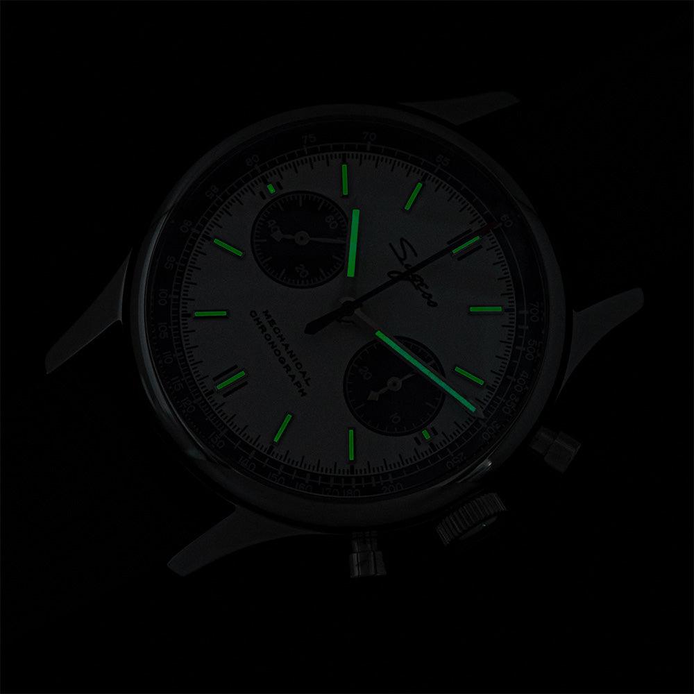 Sugess ST19 White Panda Fashionable chronograph mechanical men's watch - Murphy Johnson Watches Co.