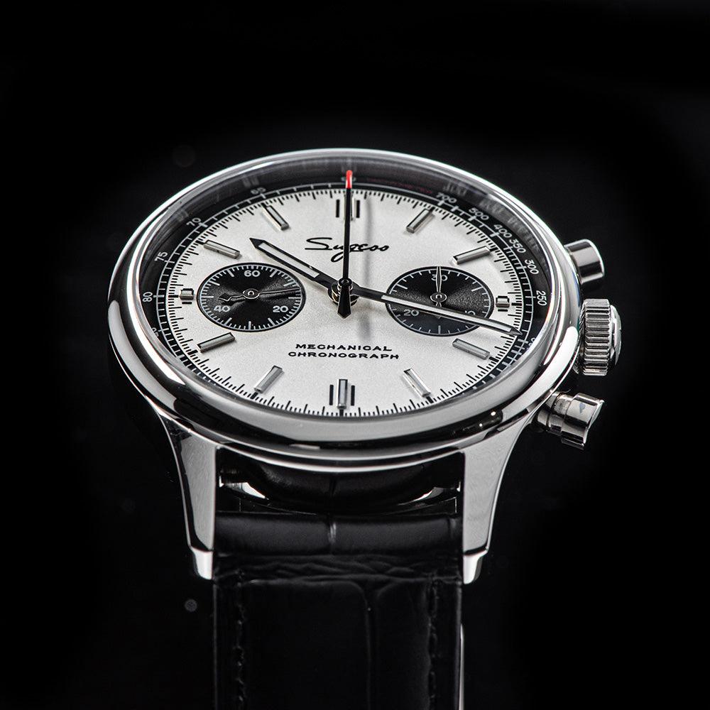 Sugess ST19 White Panda Fashionable chronograph mechanical men's watch - Murphy Johnson Watches Co.