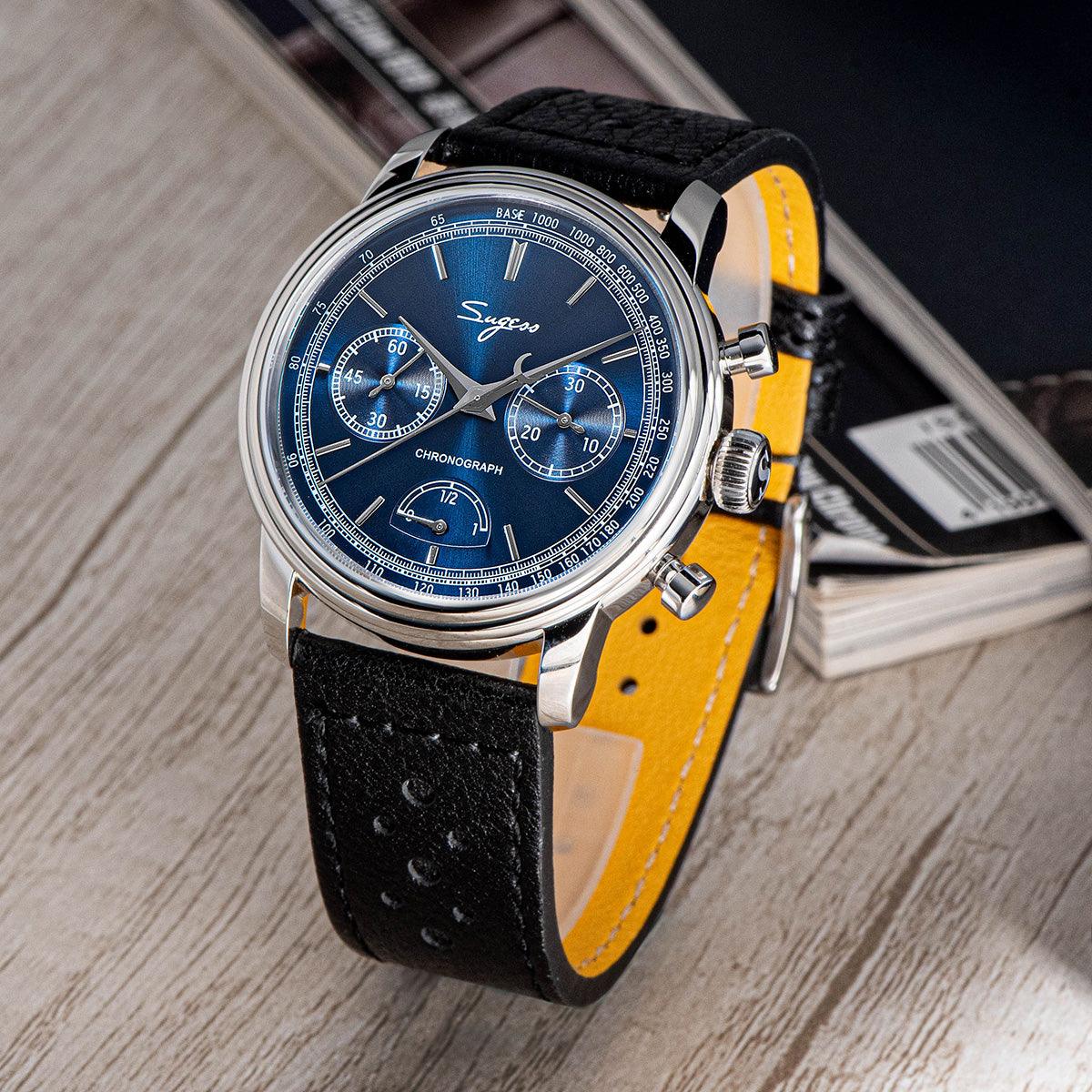 Sugess ST1906 Deep Blue Dial Multi-Function Mechanical Power Reserve Seagull Movement Men's Watch - Murphy Johnson Watches Co.