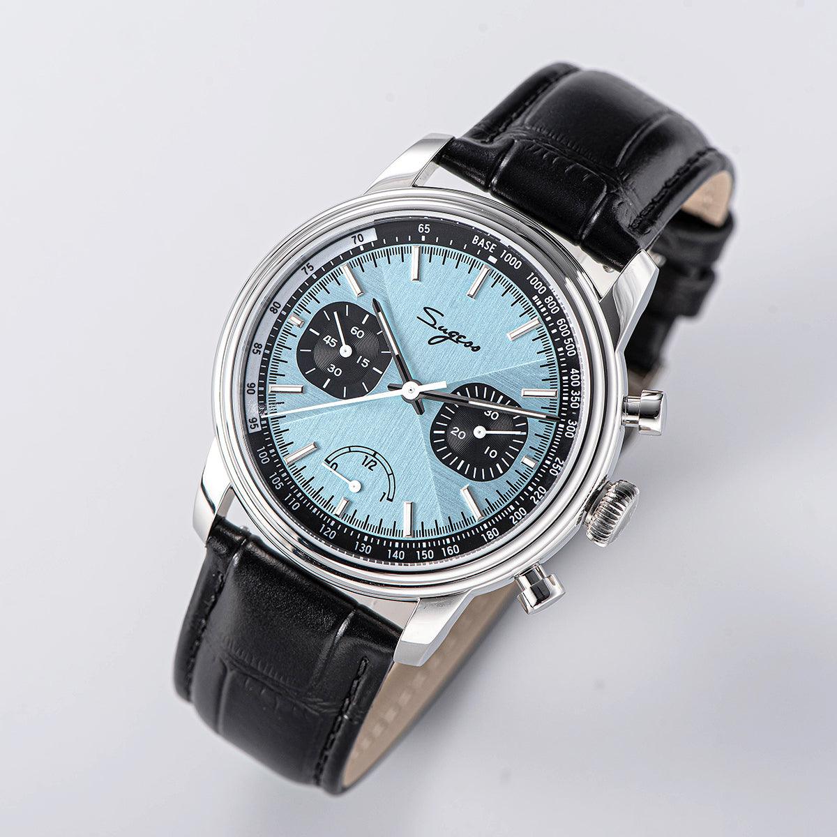 Sugess ST1906 Tiffany Blue Dial Multi-Function Mechanical Power Reserve Seagull Movement Men's Watch - Murphy Johnson Watches Co.