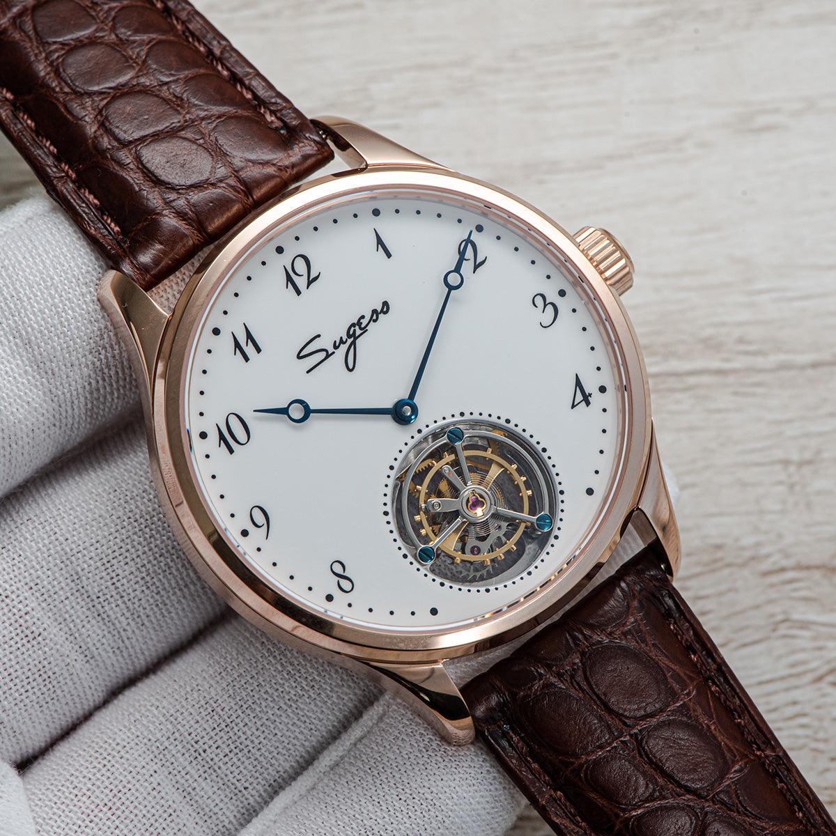 Sugess tourbillon mechanical men's watch white enamel enamel ST8230 seagull movement high-end custom watch - Murphy Johnson Watches Co.