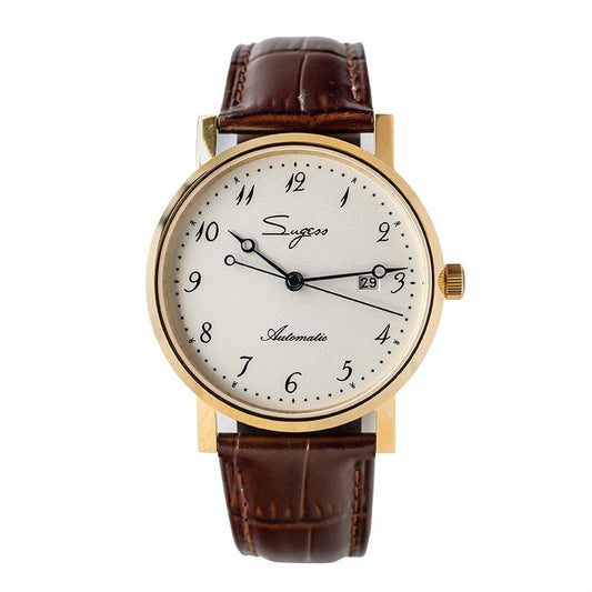 Sugess Ultra-thin automatic mechanical gold color men's watch 9015 movement stable movement custom men's watch - Murphy Johnson Watches Co.