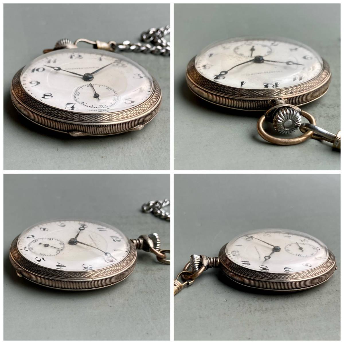 Tavannes Pocket Watch Antique with Chain Manual 41mm Vintage Coin Silver - Murphy Johnson Watches Co.