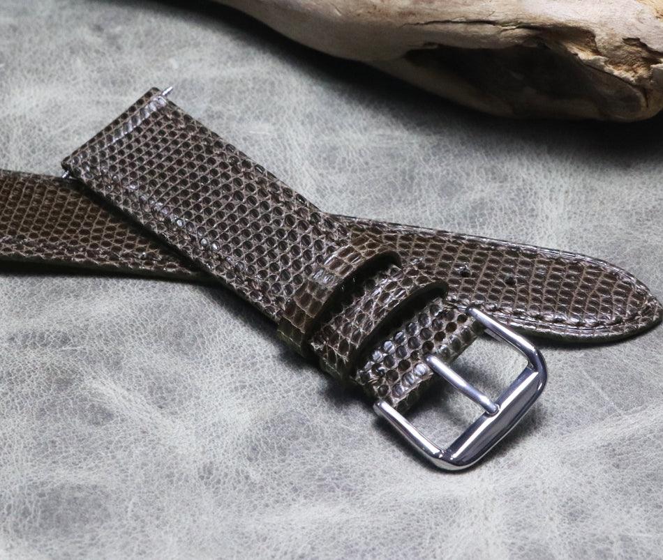 Ultra-thin Genuine Brown Lizard Leather Watch Strap 18mm 19mm 20mm 21mm 22mm Calfskin Bottom Watch - Murphy Johnson Watches Co.