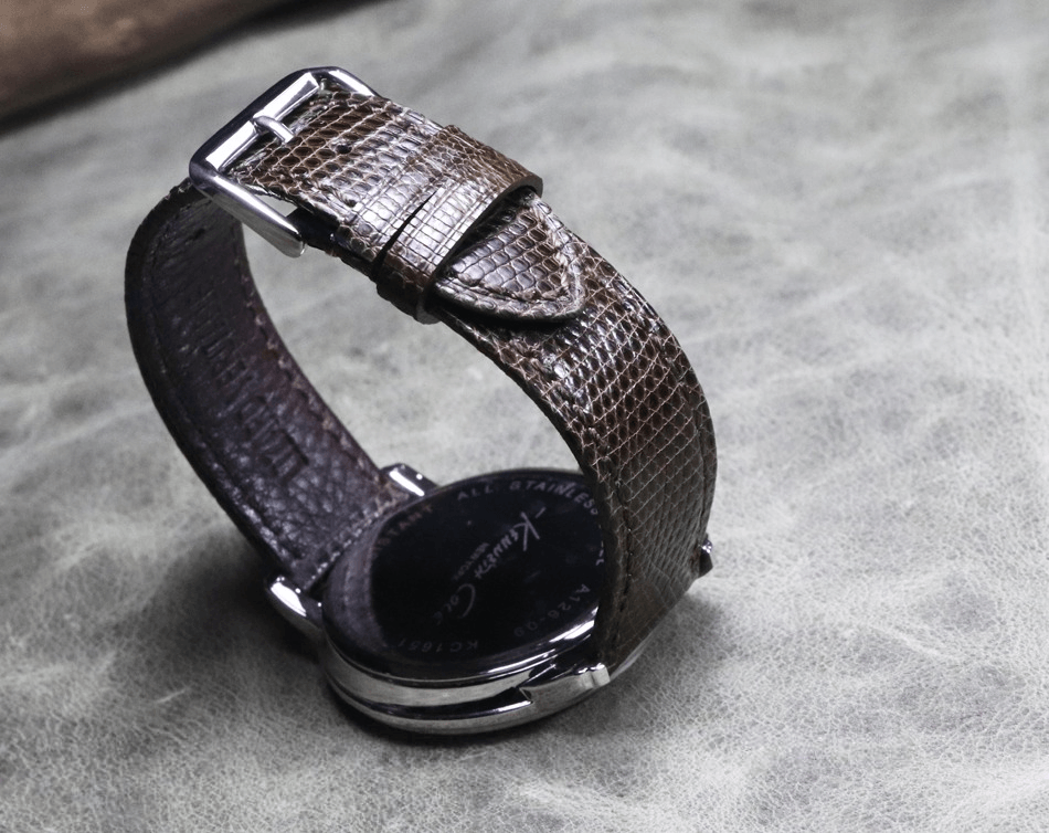 Ultra-thin Genuine Brown Lizard Leather Watch Strap 18mm 19mm 20mm 21mm 22mm Calfskin Bottom Watch - Murphy Johnson Watches Co.