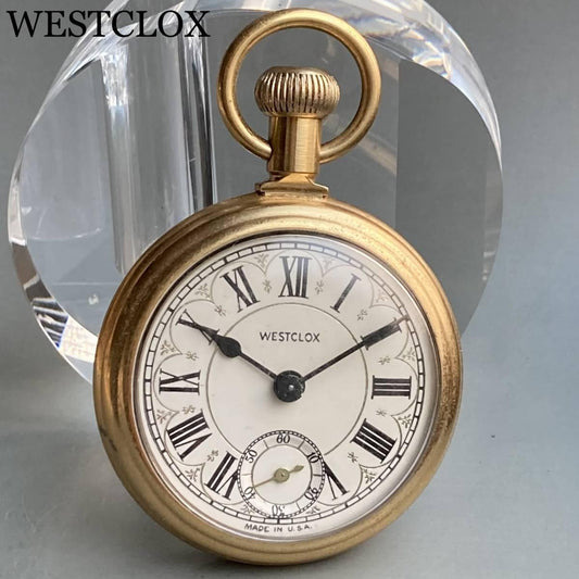 Vintage Pocket Watch Antique Westclox Manual 50mm Watch Vintage Gold - Murphy Johnson Watches Co.